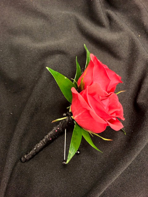 Boutonniere Red and Black – Infinity Floral, Osseo MN
