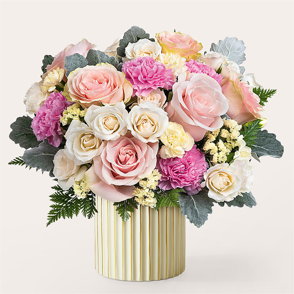 Blissful Moments Bouquet with Ivory Vase – Infinity Floral, Osseo MN