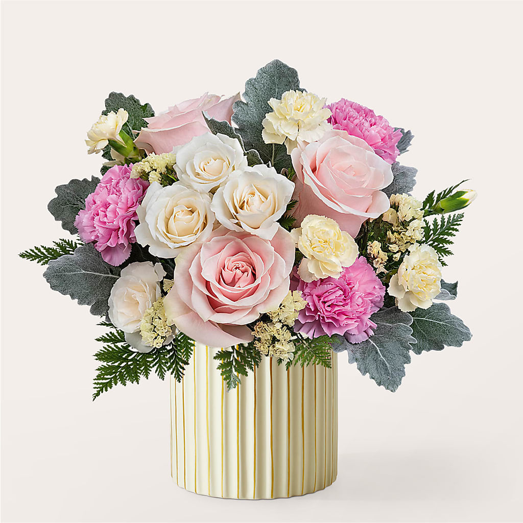 Blissful Moments Bouquet with Ivory Vase – Infinity Floral, Osseo MN