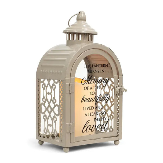 This Lantern Burns in Memory Grey Metal
