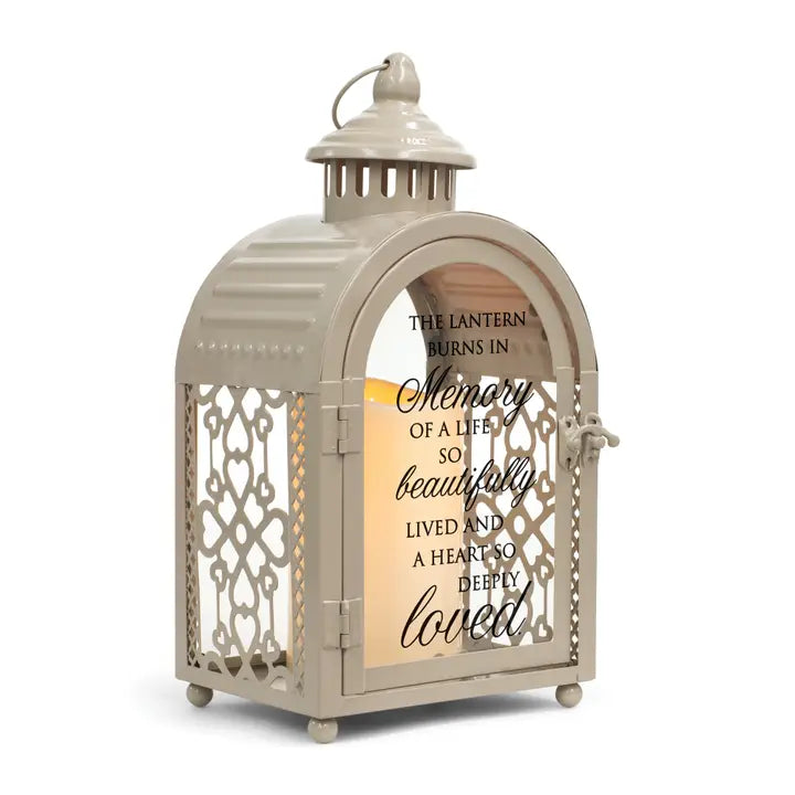 This Lantern Burns in Memory Grey Metal