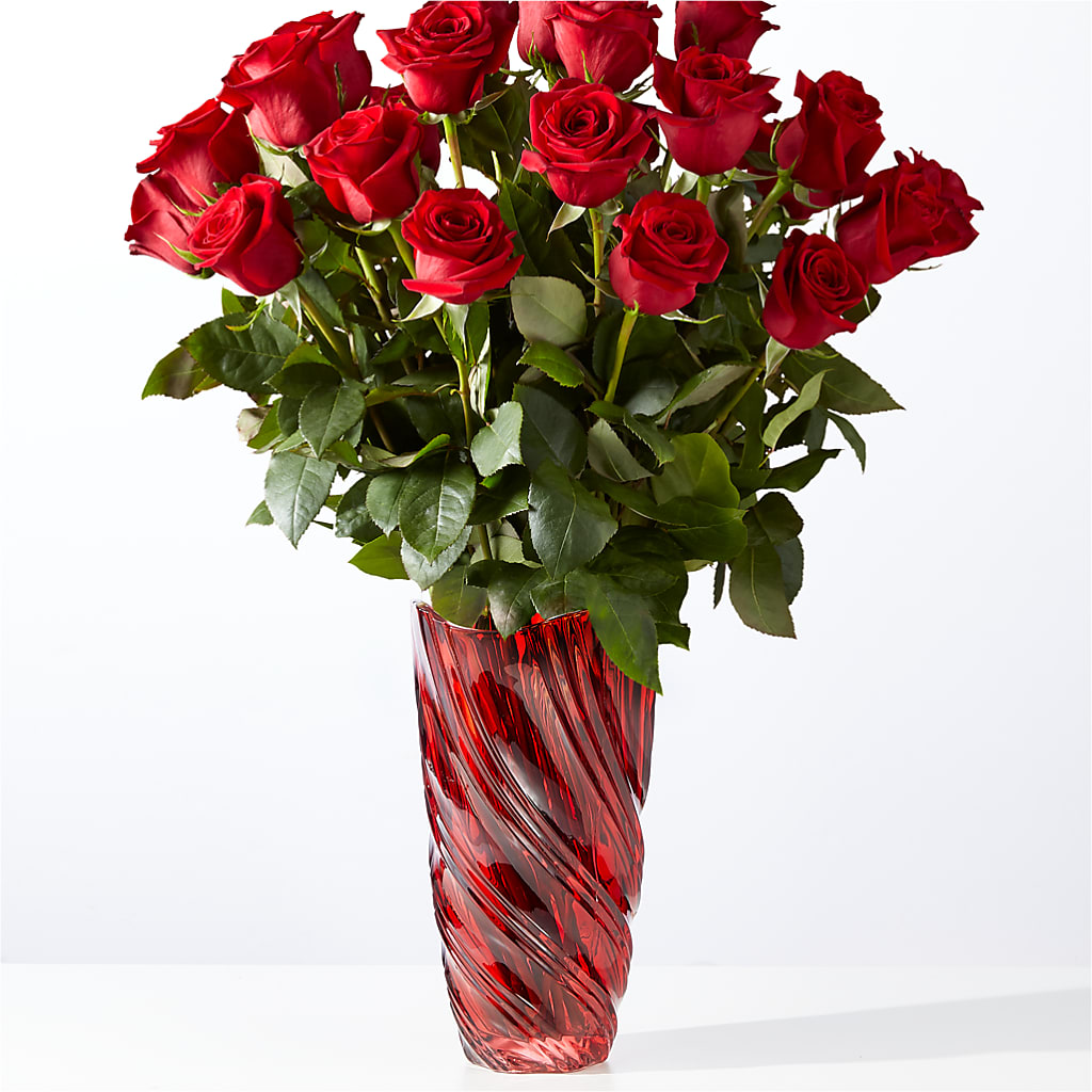 Classic Love Red Rose Bouquet with Luxe Swirl Vase – Infinity Floral, Osseo MN