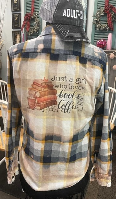 Just A Girl Blue and Mustard Flannel Unisex M