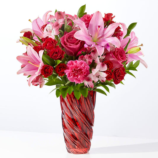 In Love Bouquet with Luxe Swirl Vase –  Infinity Floral, Osseo MN