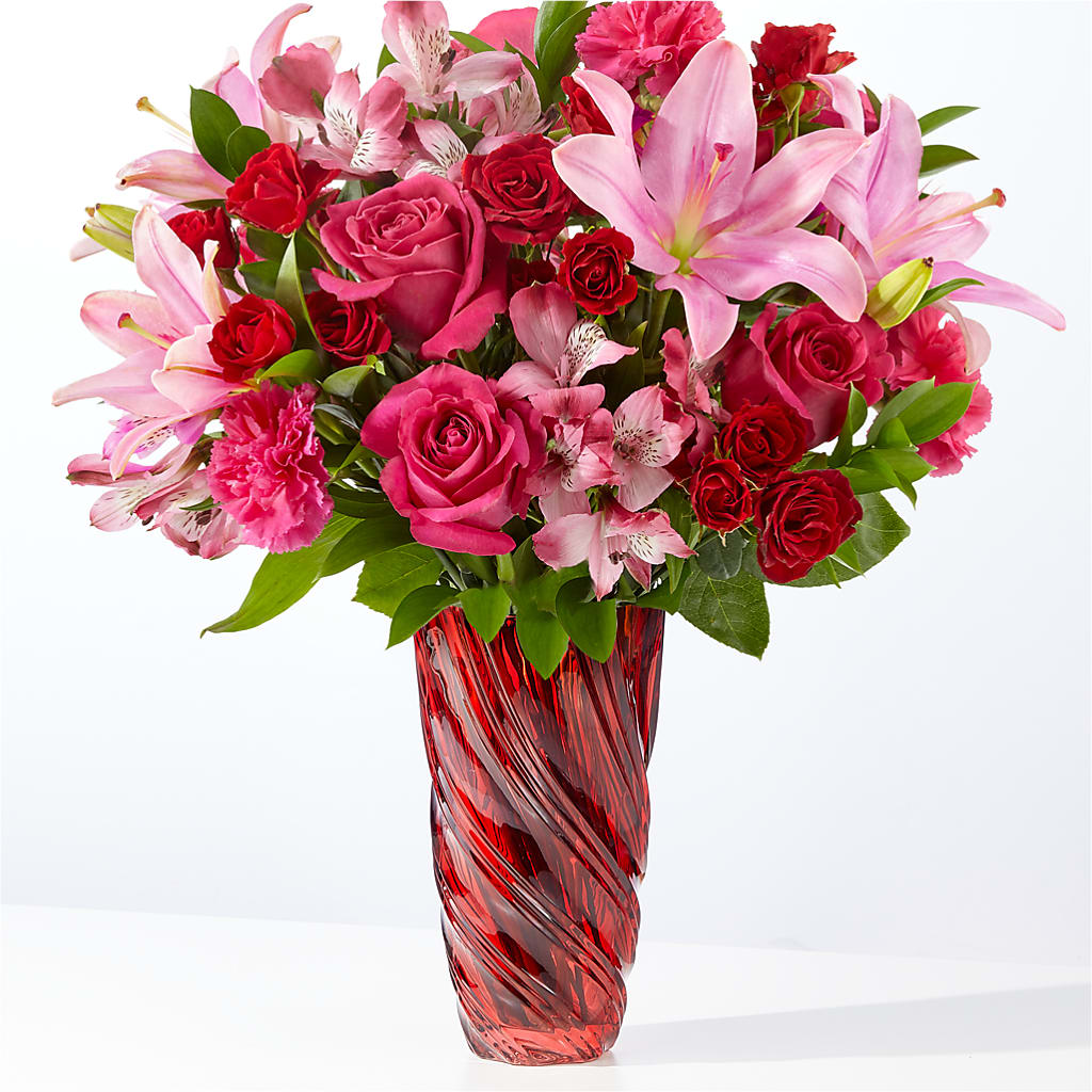 In Love Bouquet with Luxe Swirl Vase –  Infinity Floral, Osseo MN