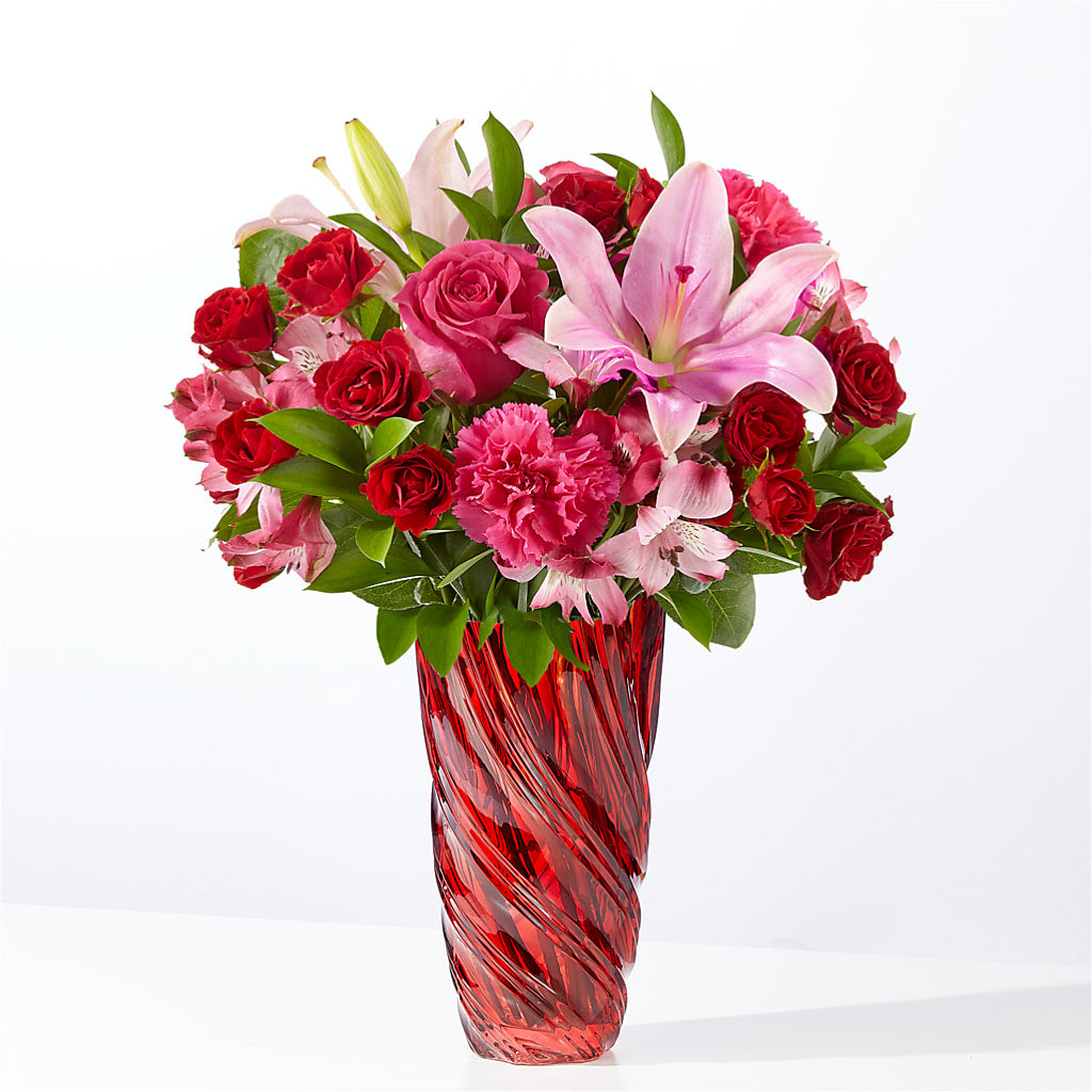 In Love Bouquet with Luxe Swirl Vase –  Infinity Floral, Osseo MN