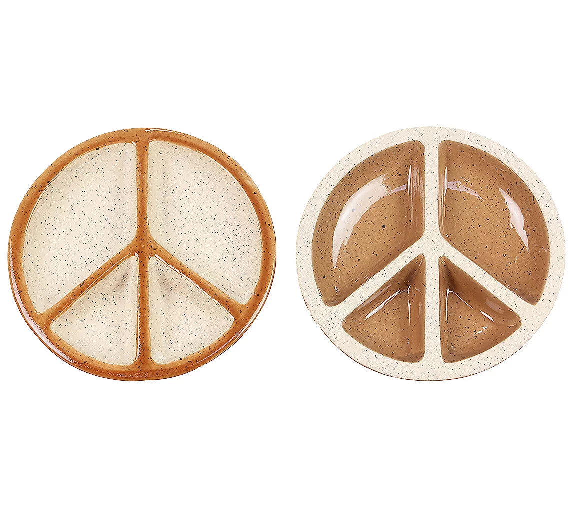 Stoneware Positive Vibes Peace Divided Dish 1 Piece