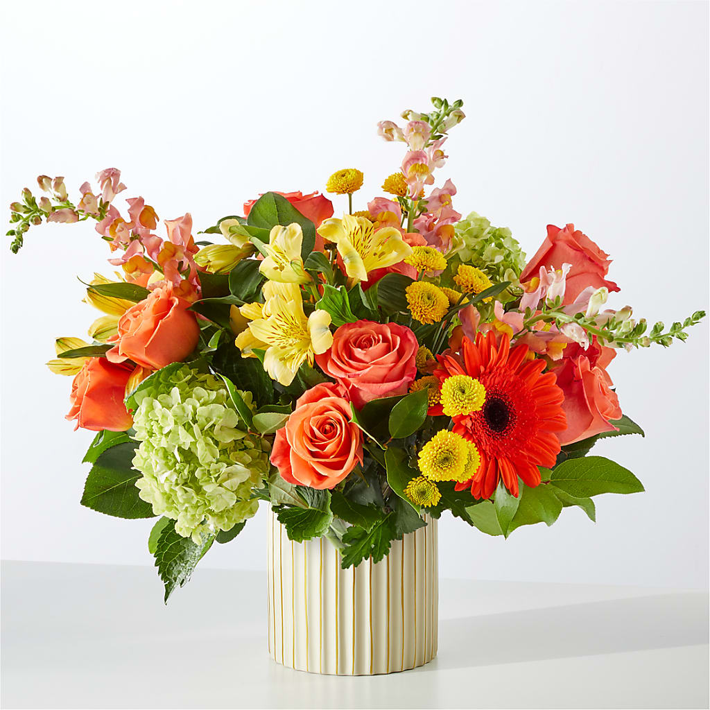 Autumn Sunshine Bouquet with Ivory Vase –  Infinity Floral, Osseo MN