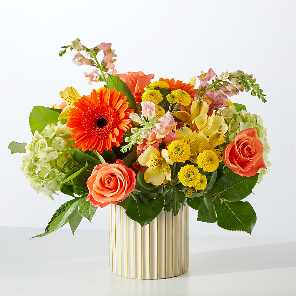 Autumn Sunshine Bouquet with Ivory Vase –  Infinity Floral, Osseo MN