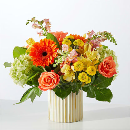 Autumn Sunshine Bouquet with Ivory Vase –  Infinity Floral, Osseo MN