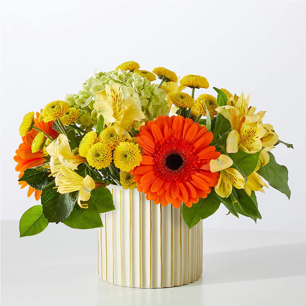 Autumn Sunshine Bouquet with Ivory Vase –  Infinity Floral, Osseo MN