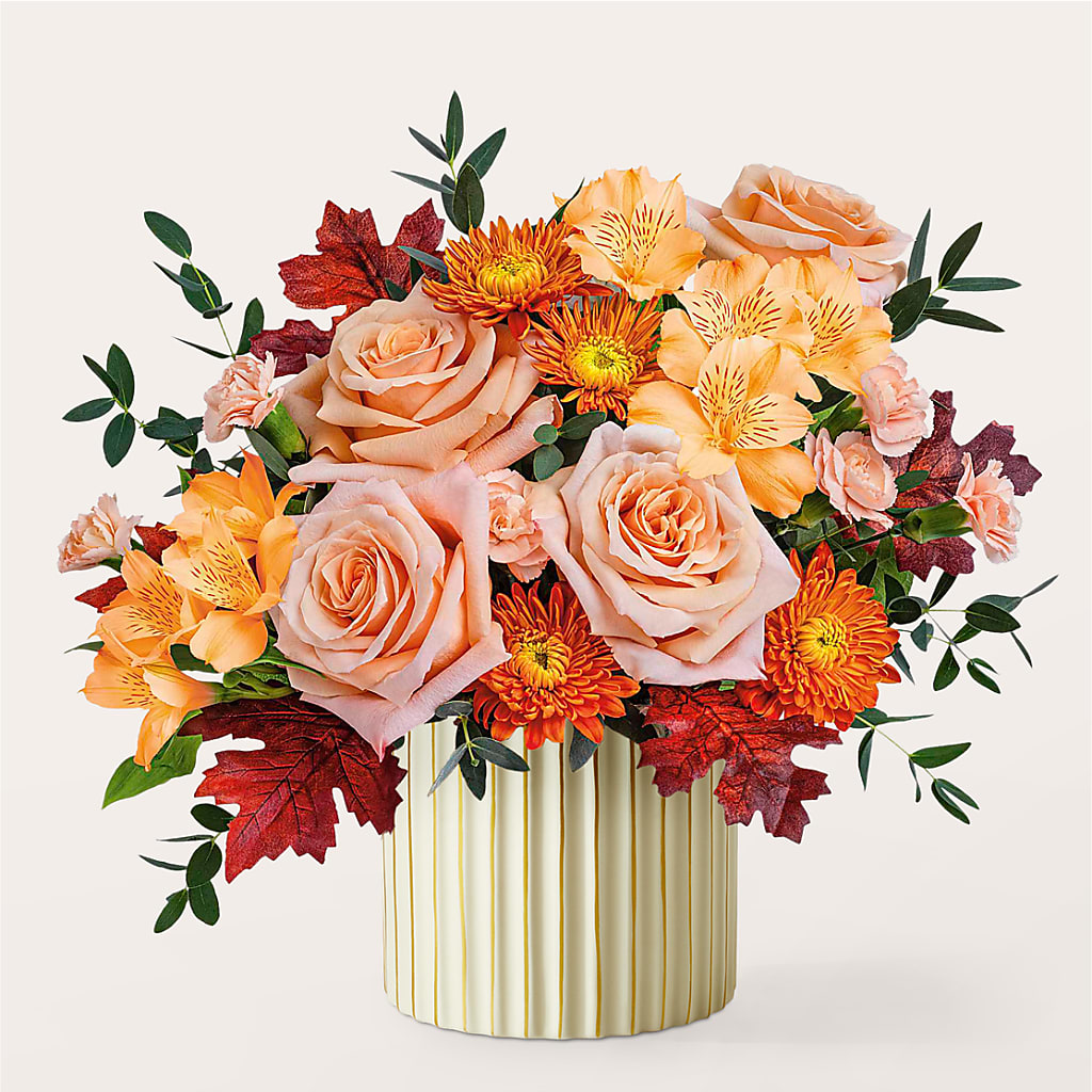 Spiced Latte Bouquet with Ivory Vase –  Infinity Floral, Osseo MN