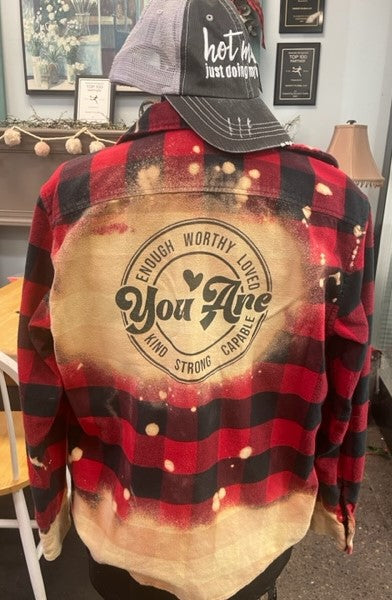 You Are Enough Red and Black Flannel Unisex Small